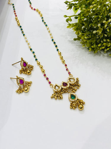 Drop Ruby Crystal Pendant Set